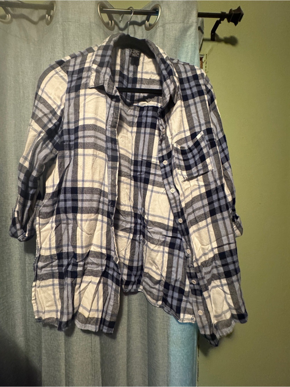 Stoosh White and Blue Plaid Button-Down Shirt